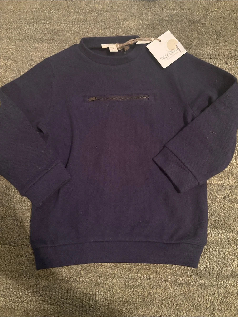 Tiny Soul navy blue boys zipper sweater 4 NWT